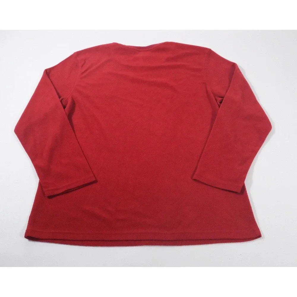 Chaps Sleepwear Top Mens L Red Fleece Long Sleeve Crew Neck Solid Pajama Shirt